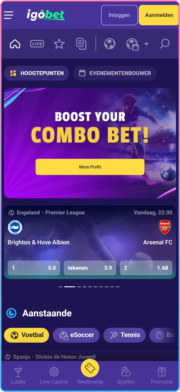Live sportweddenschappen, de beste odds en alle grote sportcompetities bij IgoBet.
