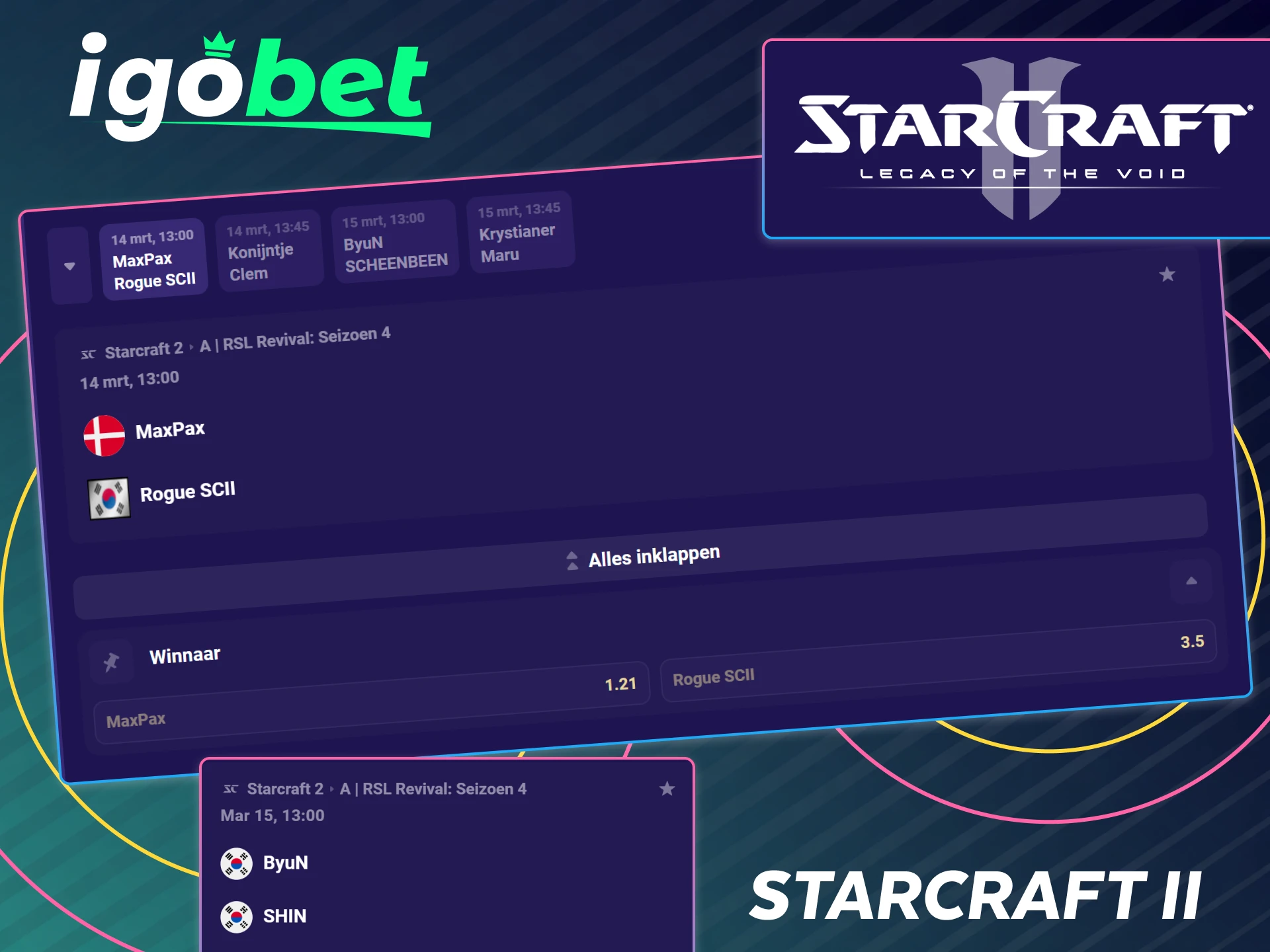 Zet in op professionele StarCraft II wedstrijden bij IgoBet.