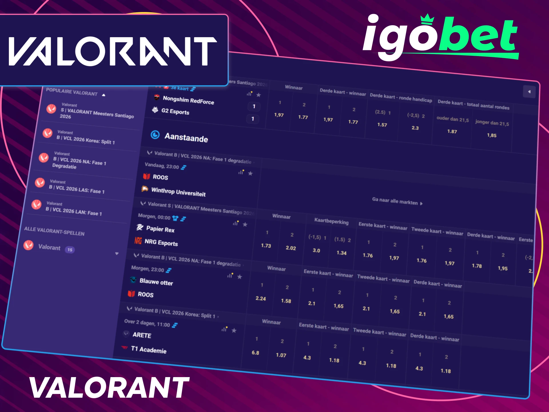 Beste Valorant weddenschappen en live odds bij IgoBet.