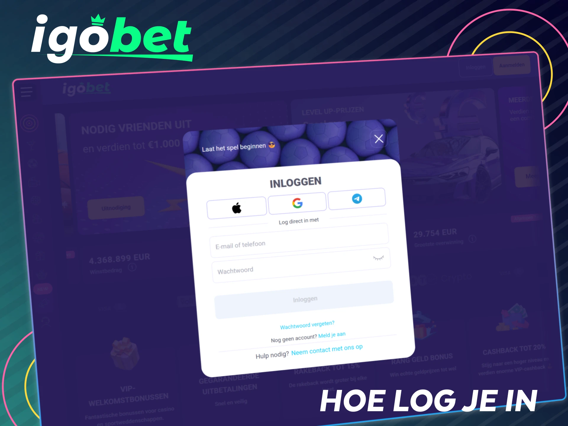 Log eenvoudig en veilig in op je IgoBet-account in Nederland.