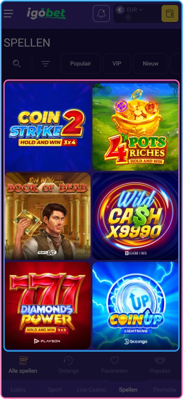 Kies uit honderden populaire gokkasten jouw favoriete spel bij IgoBet.