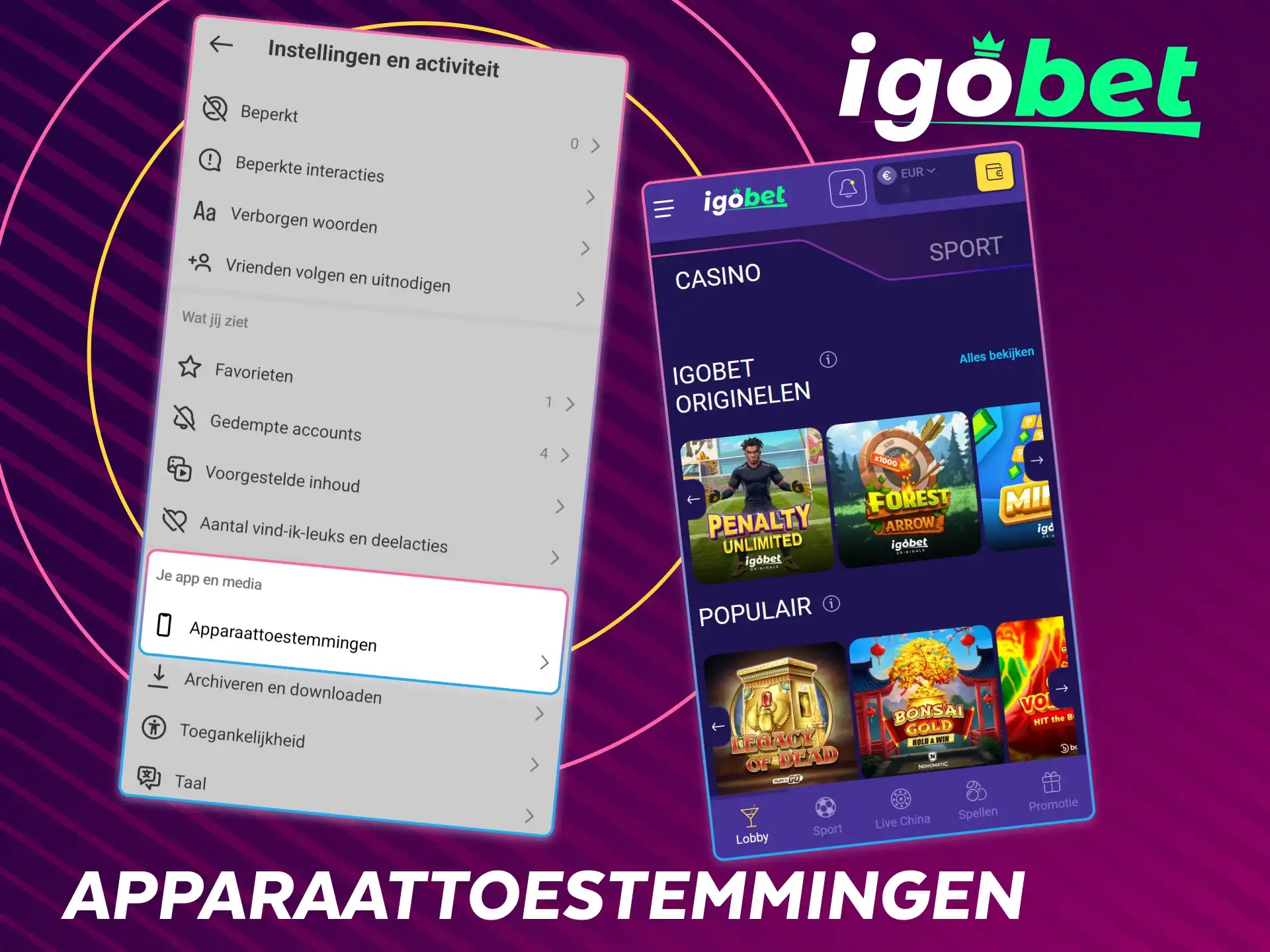 Inzicht in de benodigde apparaattoestemmingen voor het gebruik van de IgoBet app.