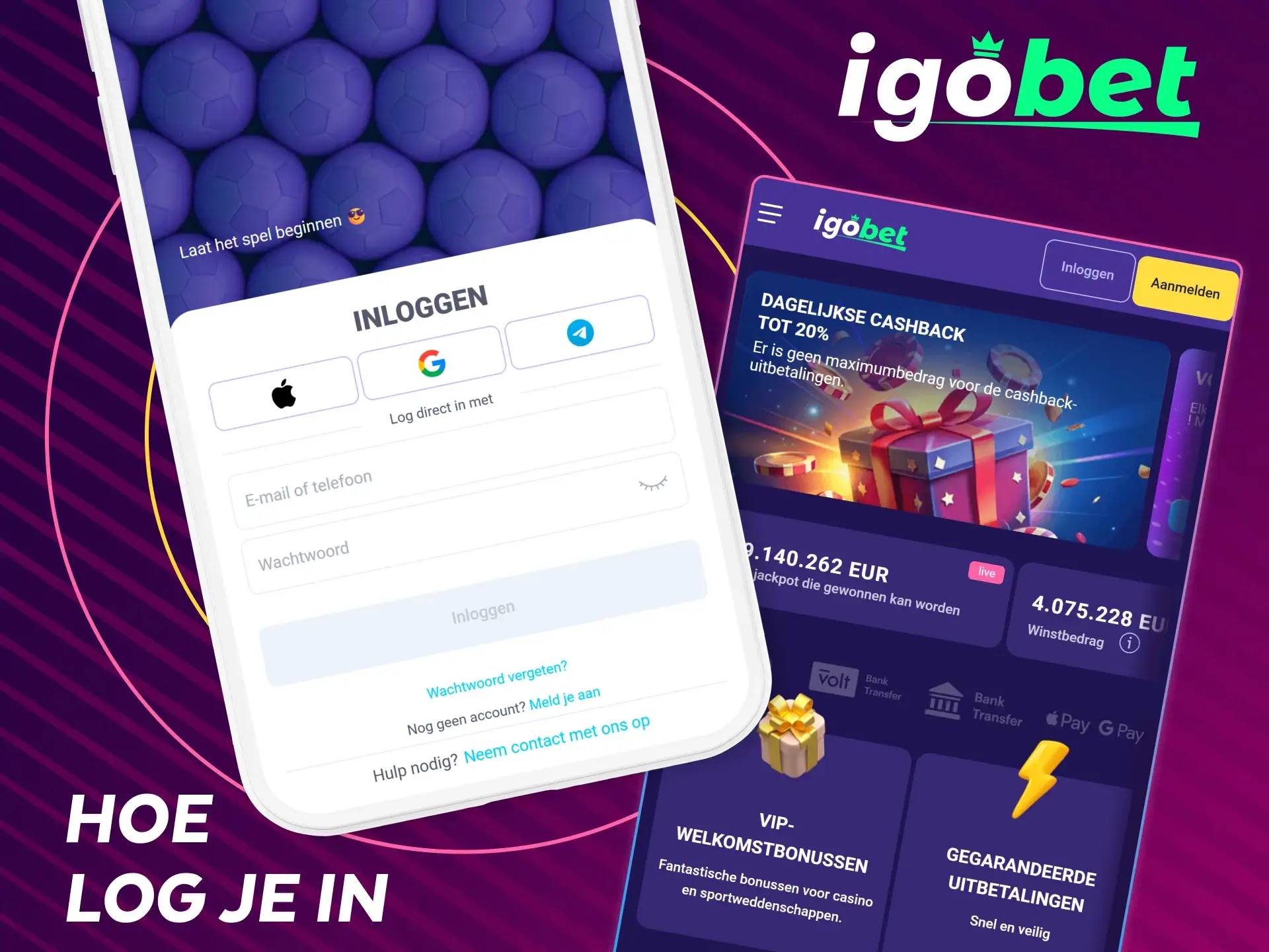Hoe log je eenvoudig in via de IgoBet app.