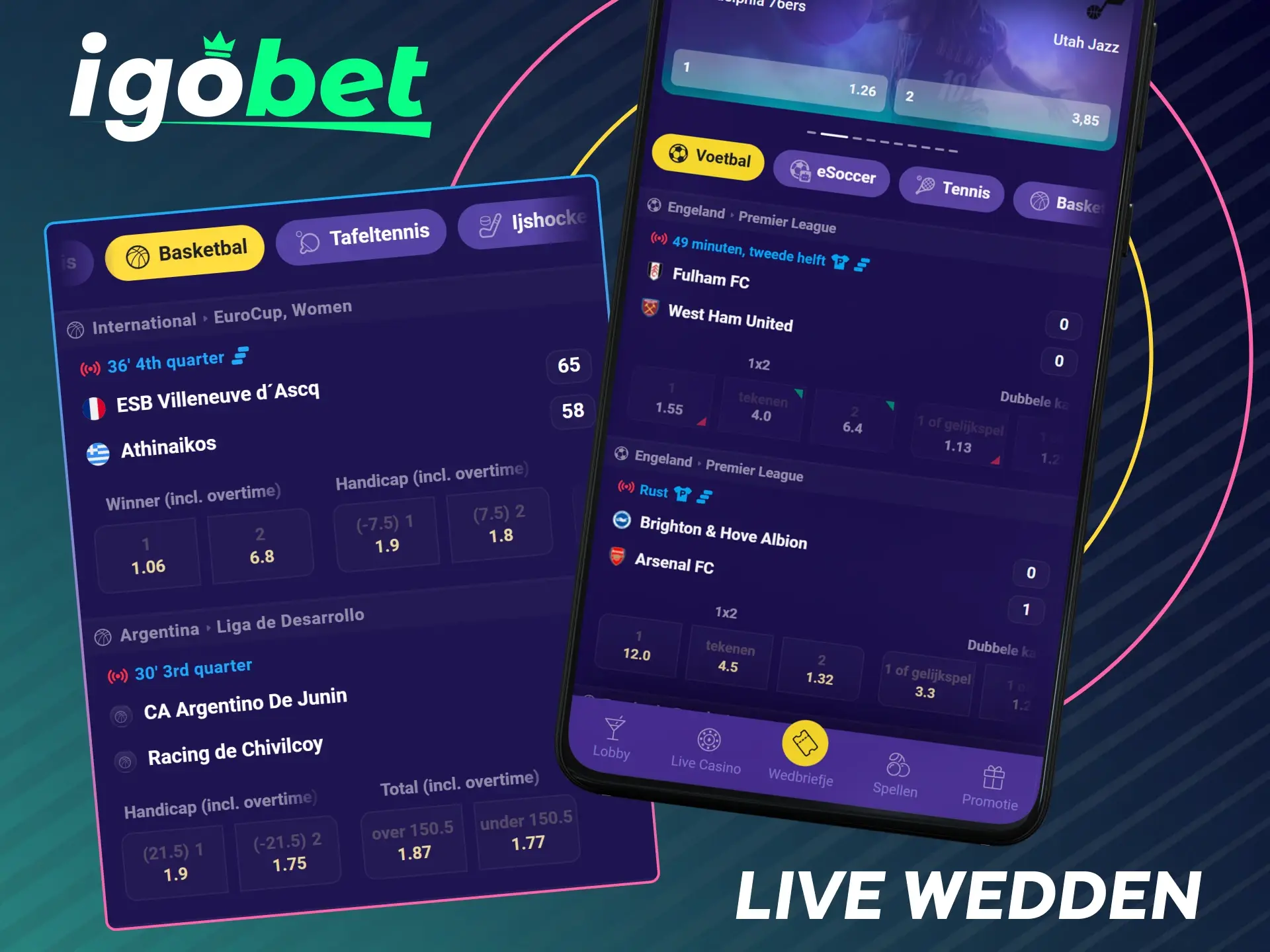 Live wedden functies voor realtime sportweddenschappen bij IgoBet.