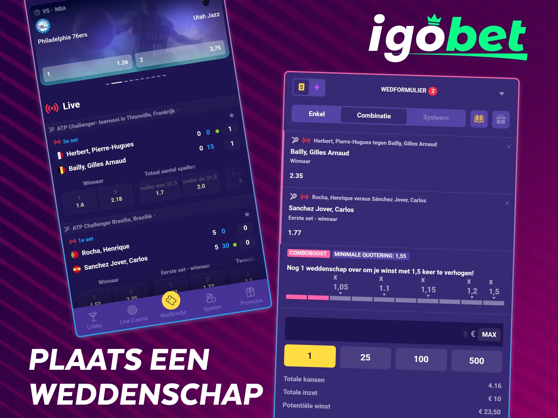 Hoe plaats je een weddenschap in de IgoBet app.