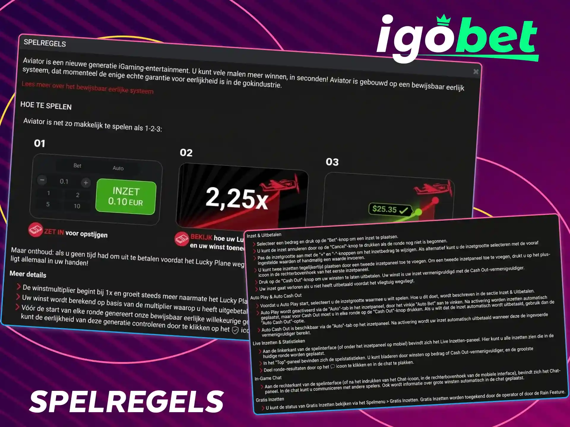 Bekijk de eenvoudige spelregels van Aviator bij IgoBet.