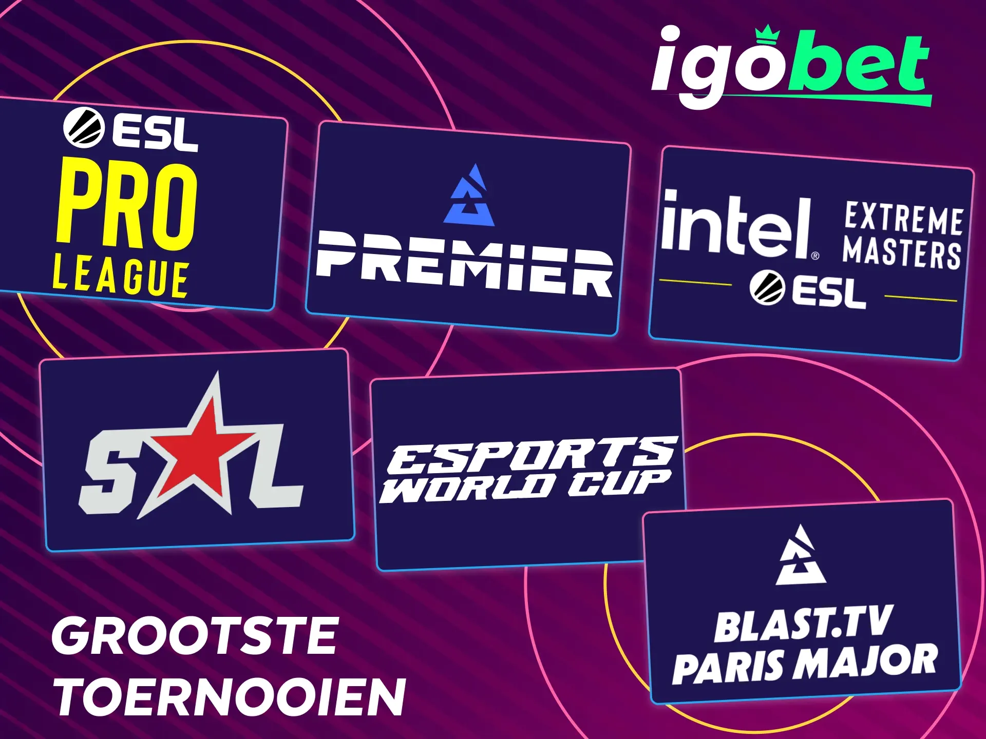 Wed op de grootste CS2 toernooien en wereldwijde events bij IgoBet.