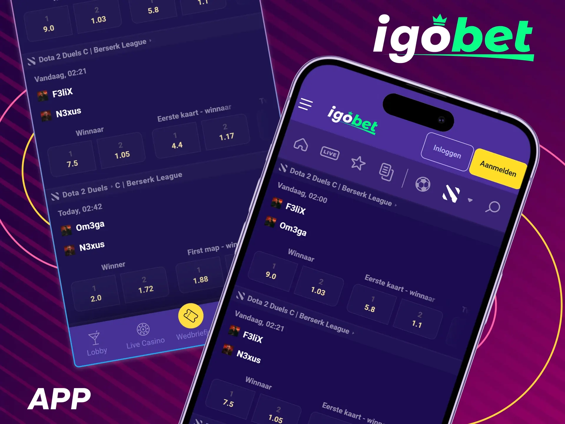 Plaats al je Dota 2 weddenschappen via de mobiele IgoBet app.
