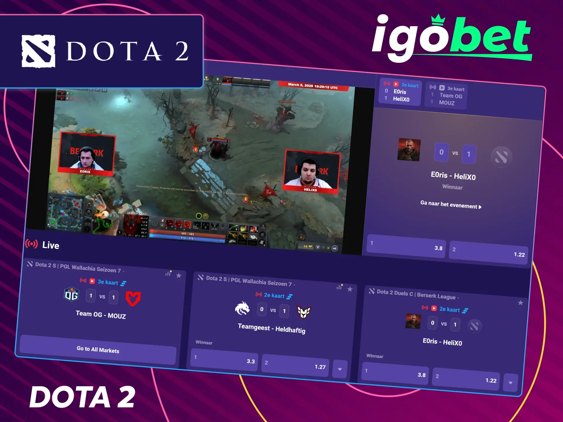 Plaats je Dota 2 weddenschappen met de beste odds bij IgoBet.