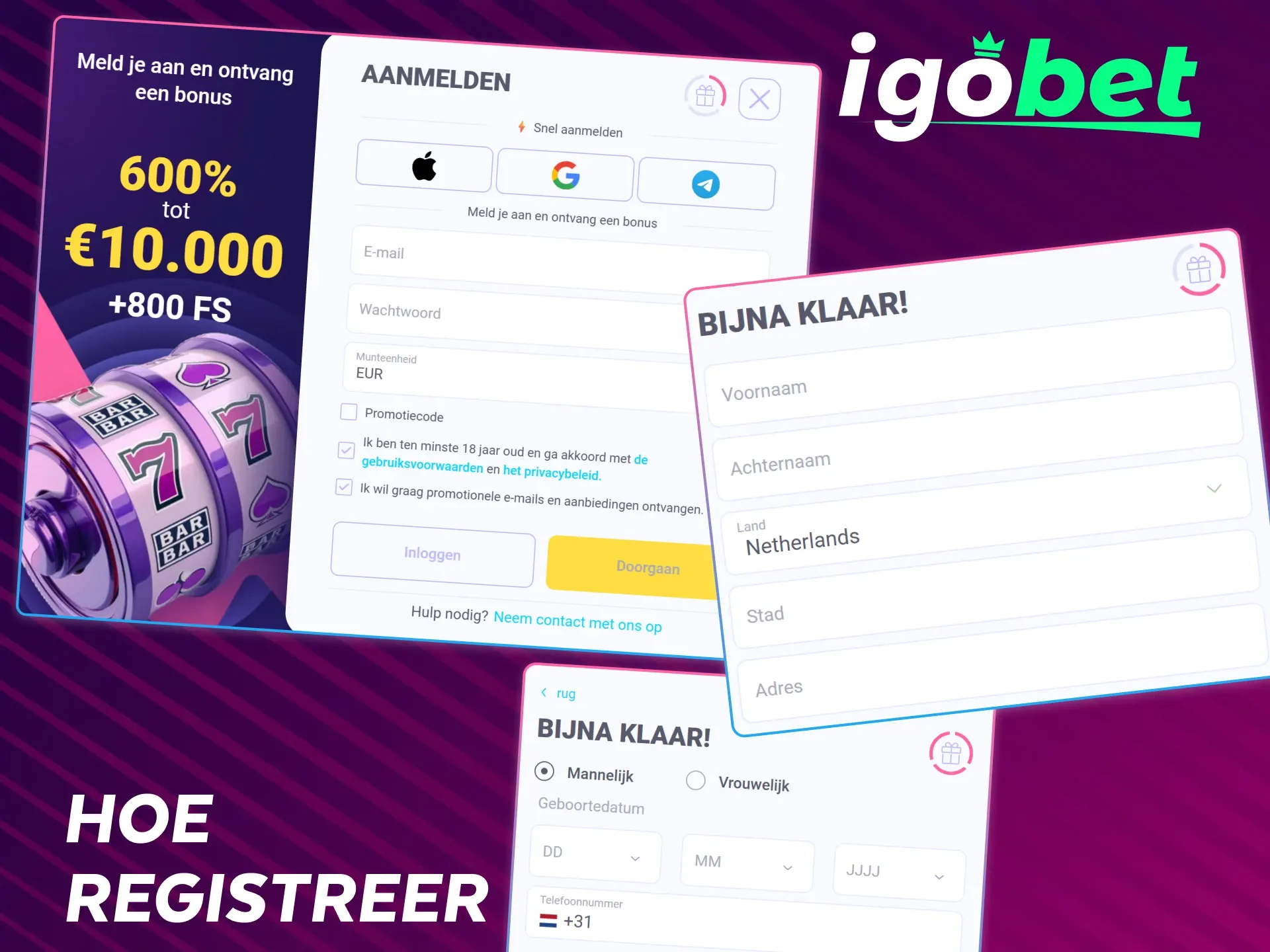 Volg ons eenvoudige stappenplan om je te registreren bij IgoBet in Nederland.