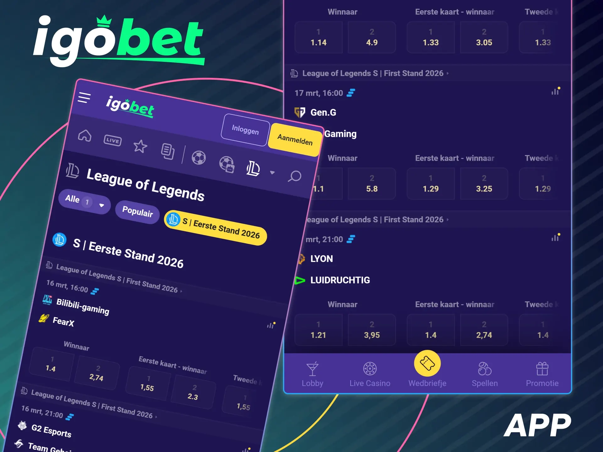 Plaats je League of Legends weddenschappen eenvoudig via de IgoBet app.
