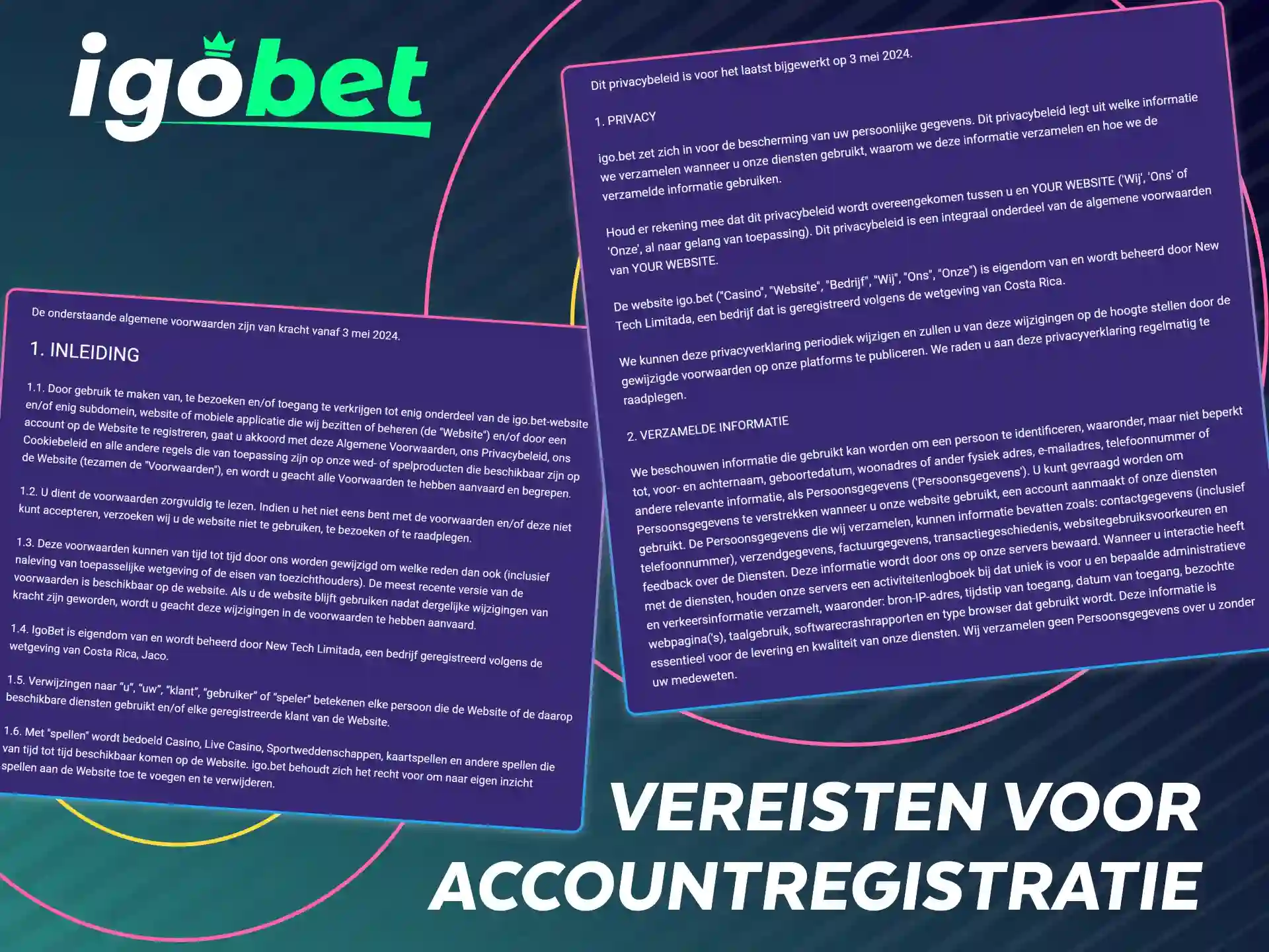 Ontdek de vereisten voor accountregistratie bij IgoBet in Nederland.