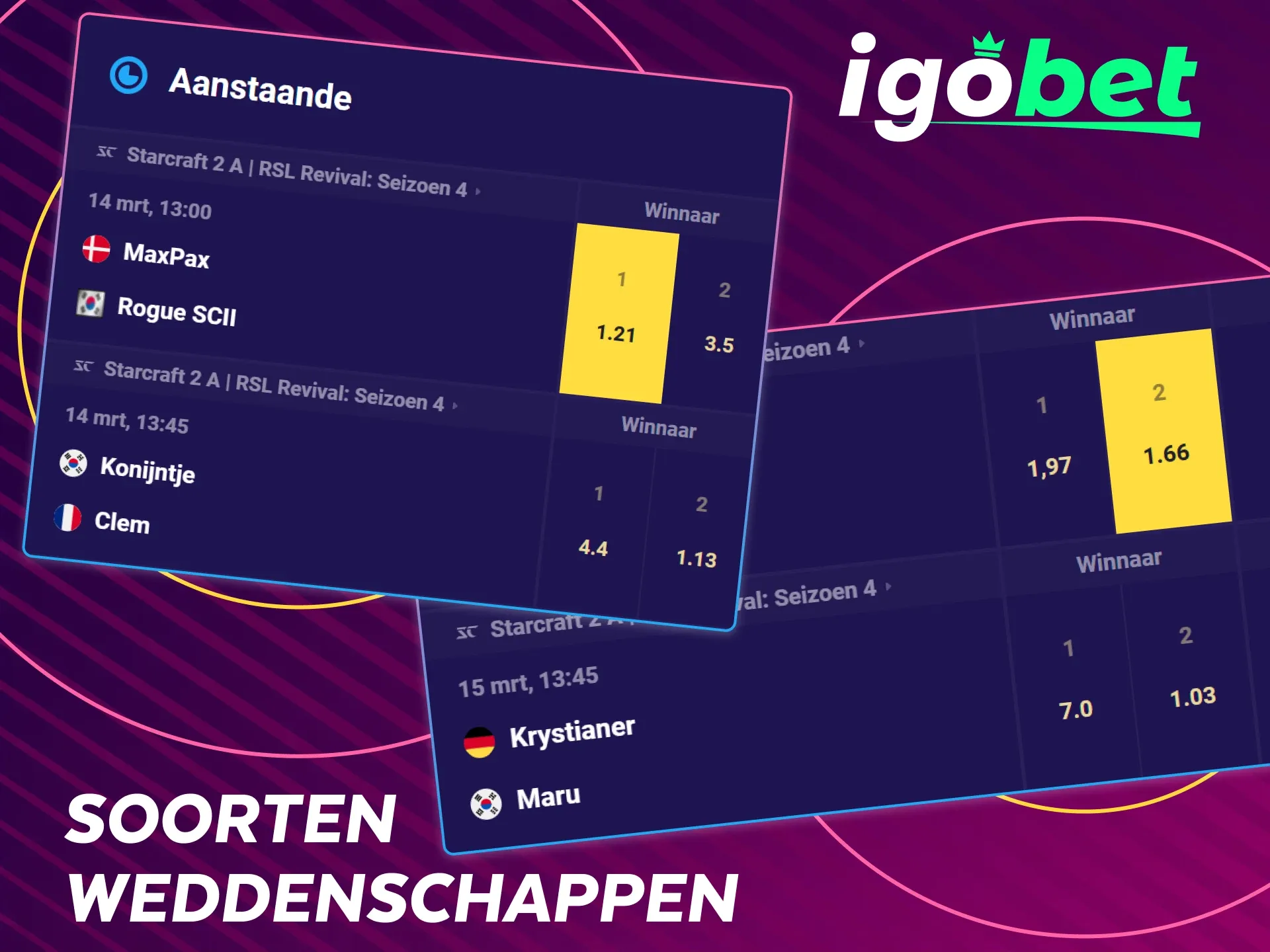 Ontdek de verschillende StarCraft 2 wedopties op het IgoBet platform.