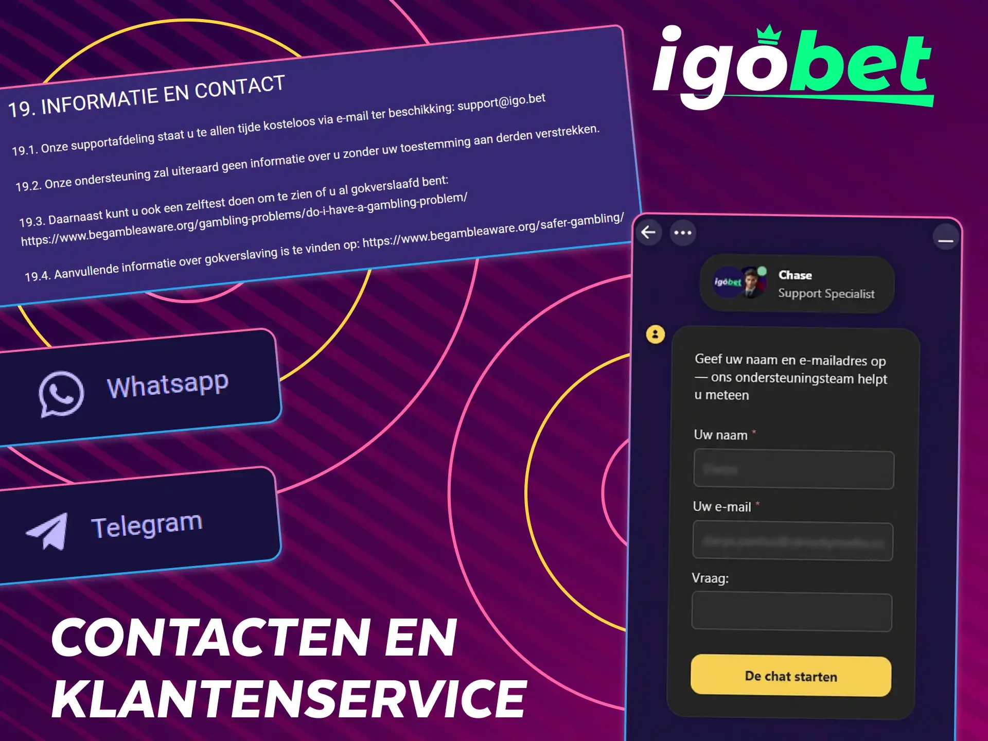 Neem contact op met onze klantenservice voor vragen over je storting.