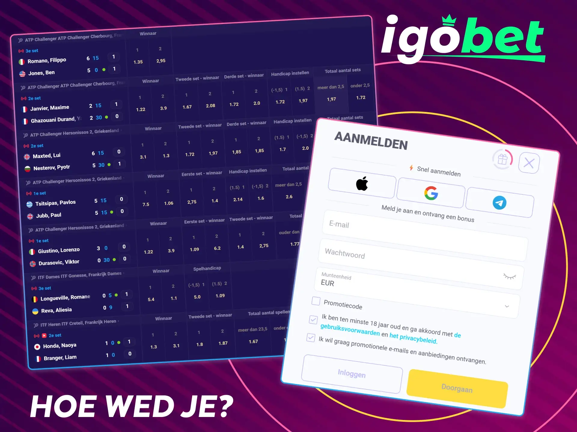 Leer stap voor stap hoe je succesvol wedt op tennis bij IgoBet.